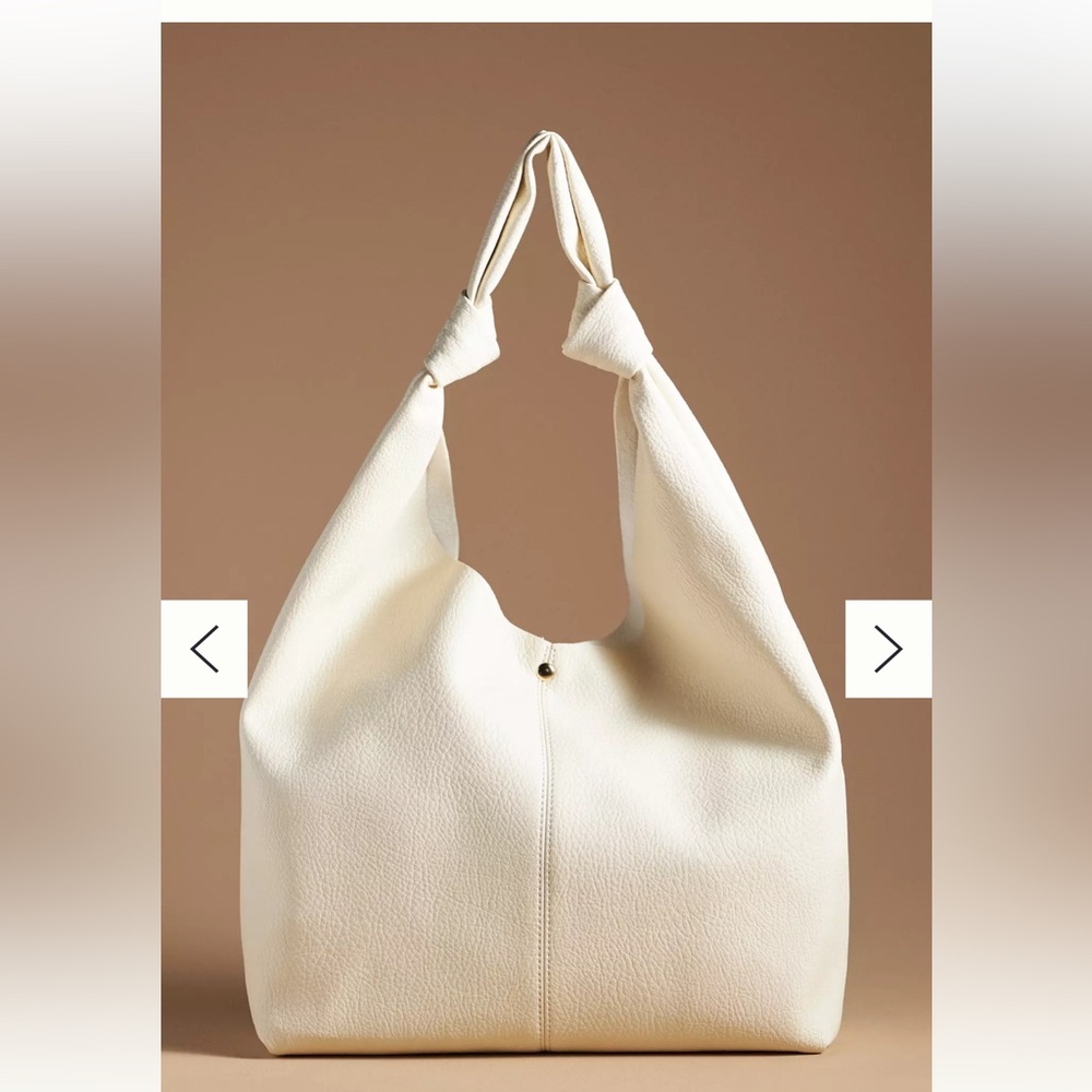 Anthropologie Cream Knotted-Handle Hobo Bag
